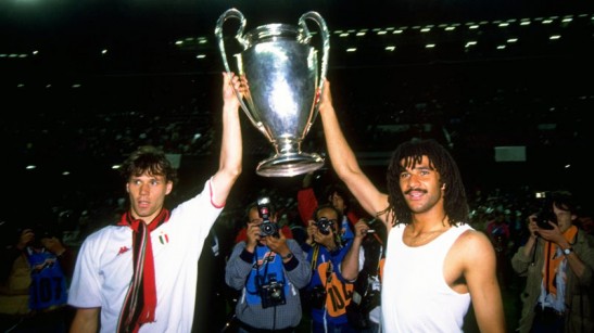 Number 16: Marco van Basten and Ruud Gullit from AC Milan 1987-91 team