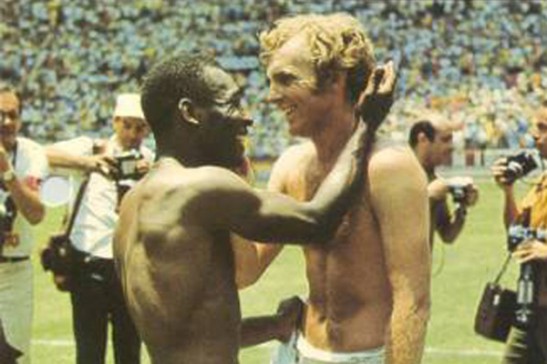 Pelé and Bobby Moore at Mexico 1970